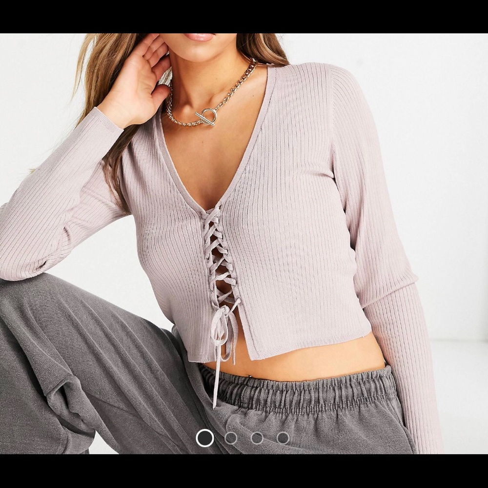knitted cardigan in lilac